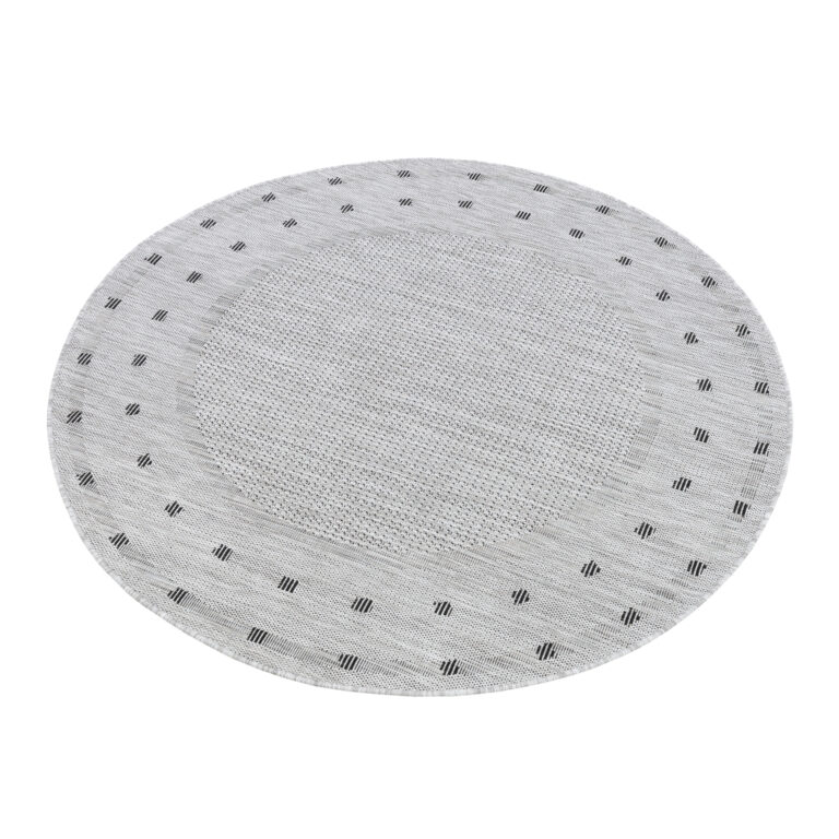 Tappeto Melissa Rotondo Grigio Nero ZigZag Indoor Outdoor