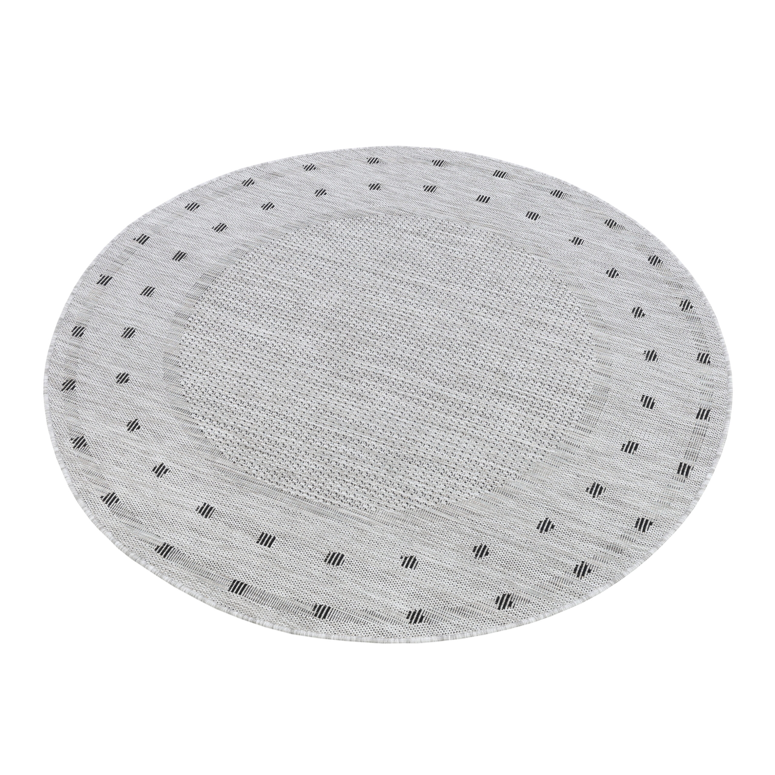 Tappeto Melissa Rotondo Grigio Nero ZigZag Indoor Outdoor