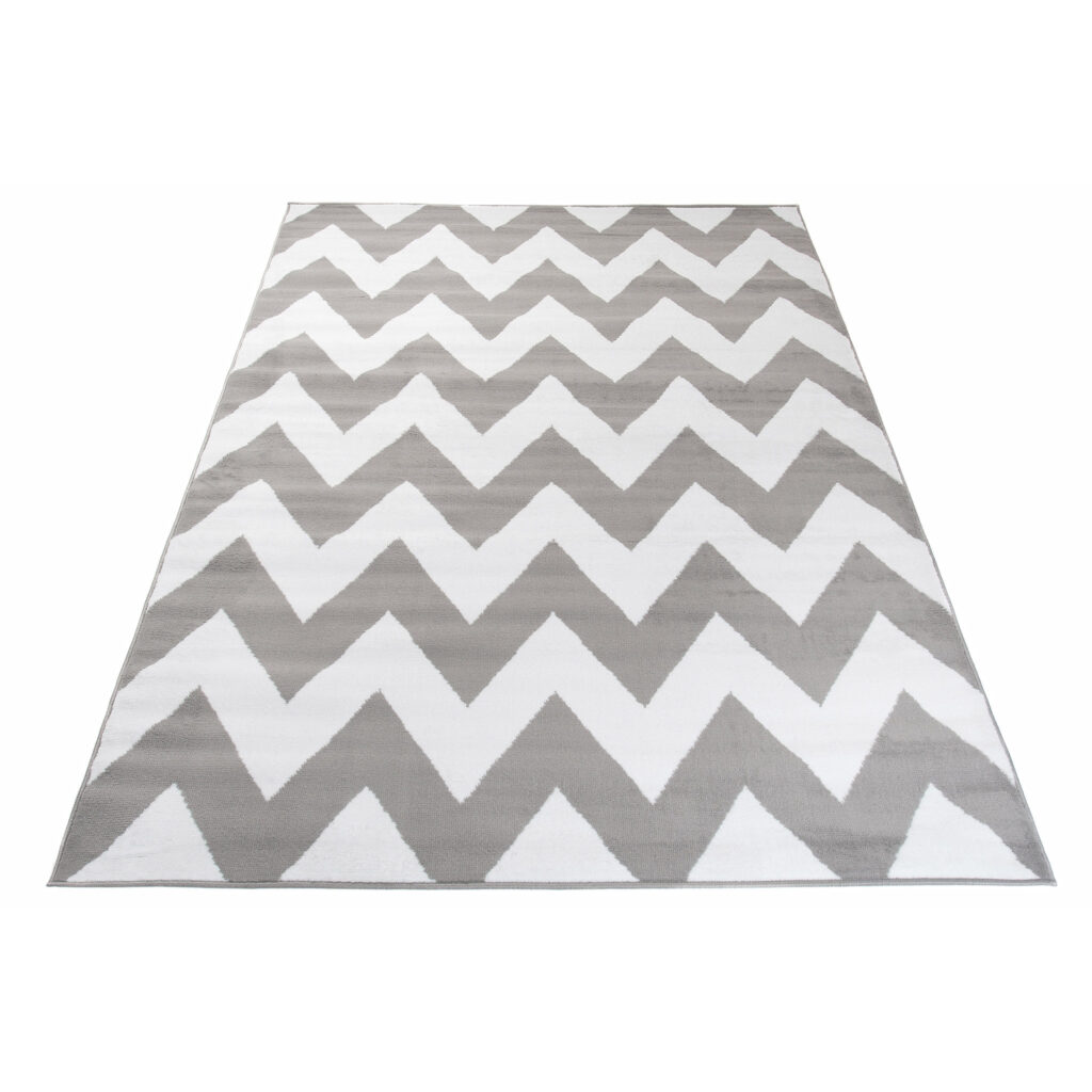 Tappeto Firet Grigio Bianco ZigZag