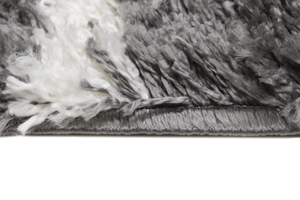 Tappeto Evra Shaggy Geometrico Antracite Bianco