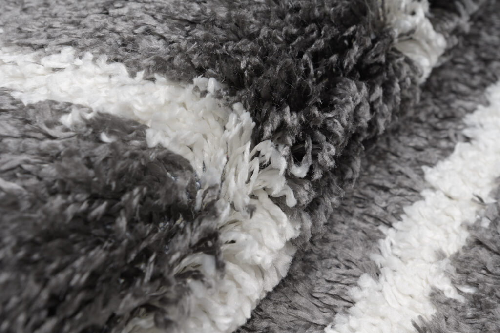 Tappeto Evra Shaggy Geometrico Antracite Bianco