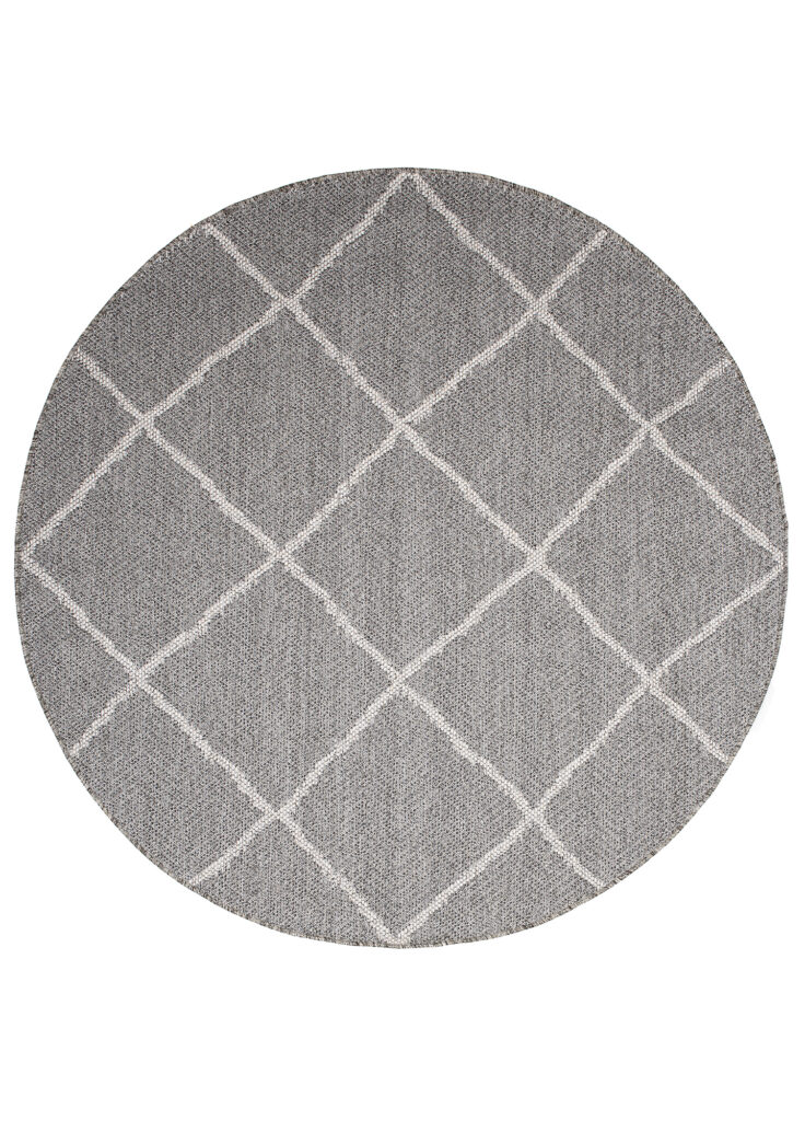 Tappeto Arruba Rotondo Moderno Grigio Quadrati Interno Esterno