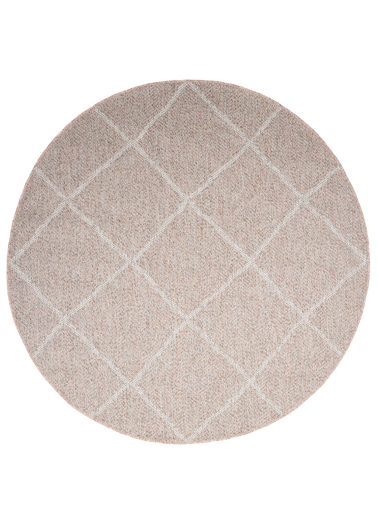 Tappeto Arruba Rotondo Moderno Taupe Quadrati Interno Esterno