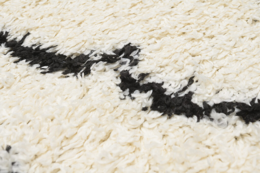 Tappeto Evra Shaggy Geometrico Rombi Crema Nero