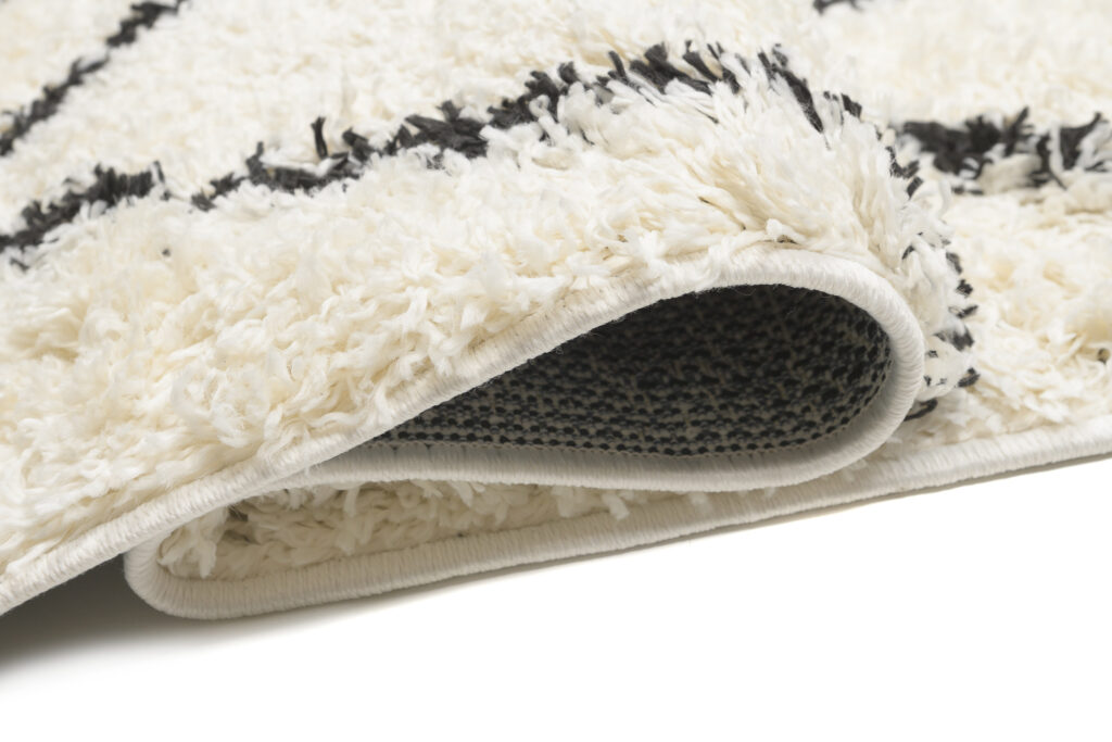 Tappeto Evra Shaggy Geometrico Rombi Crema Nero
