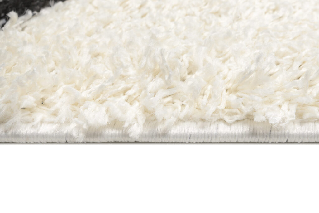 Tappeto Evra Shaggy Geometrico Zigzag Crema Nero