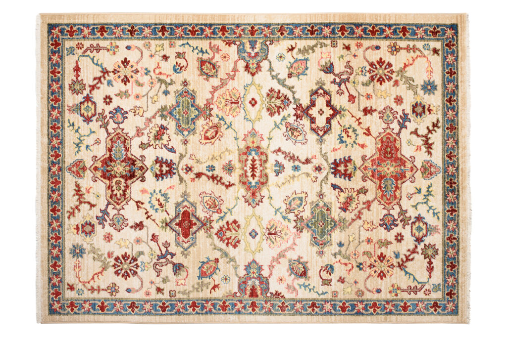 Tappeto Rivoli Beige Cornice Tradizionale con Frange