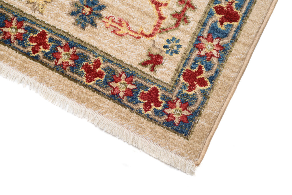 Tappeto Rivoli Beige Cornice Tradizionale con Frange