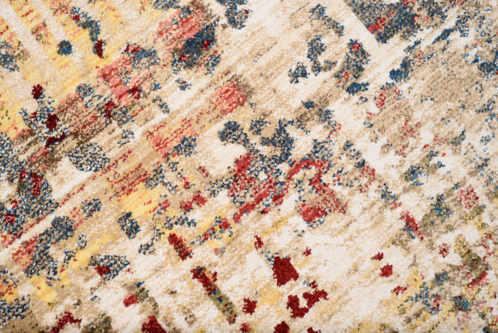 Tappeto Rivoli Astratto Beige Rosso con Frange