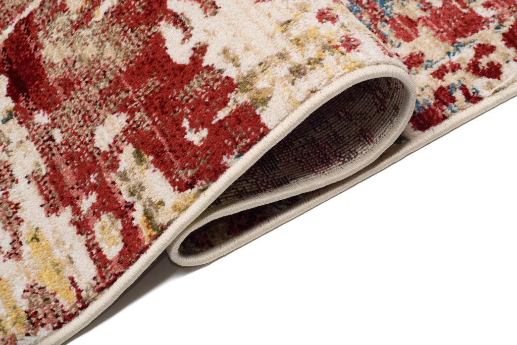 Tappeto Rivoli Astratto Beige Rosso con Frange