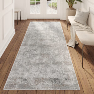 Tappeto Passatoia Valley Grigio Beige Geometrico Quadrato