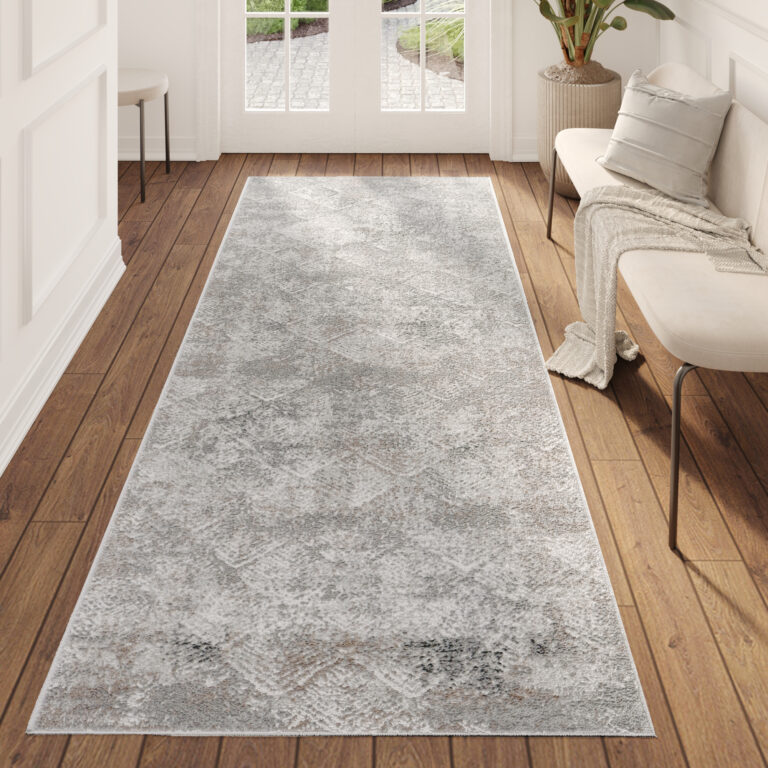 Tappeto Passatoia Valley Grigio Beige Geometrico Quadrato