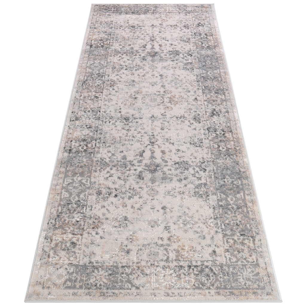 Tappeto Passatoia Valley Grigio Beige Ornamenti Cornice