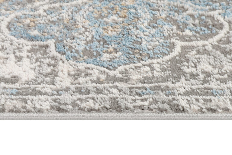 Tappato Passatoia Astratta Per Corridoio - Lavabile In Lavatrice, Antiscivolo, Vintage Grigio E Blu, 90x400 Cm