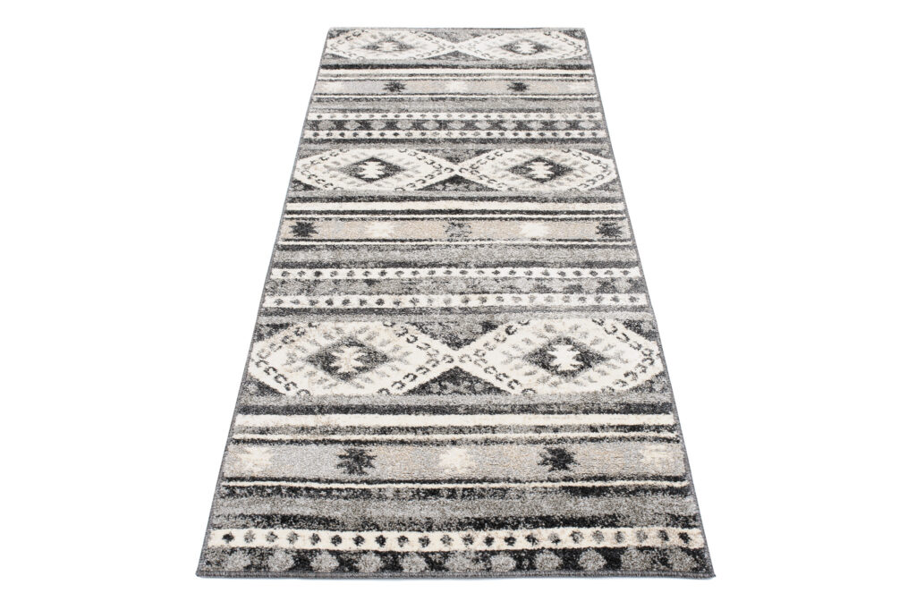 Tappeto Passatoia Ethno Grigio Scuro Crema