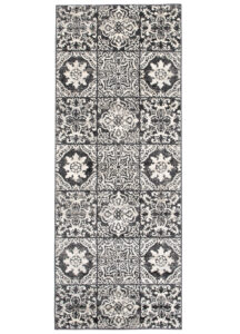 Tappeto Passatoia Ethno Grigio Scuro Crema Floreale