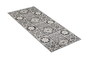 Tappeto Passatoia Ethno Grigio Scuro Crema Floreale