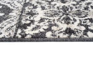 Tappeto Passatoia Ethno Grigio Scuro Crema Floreale