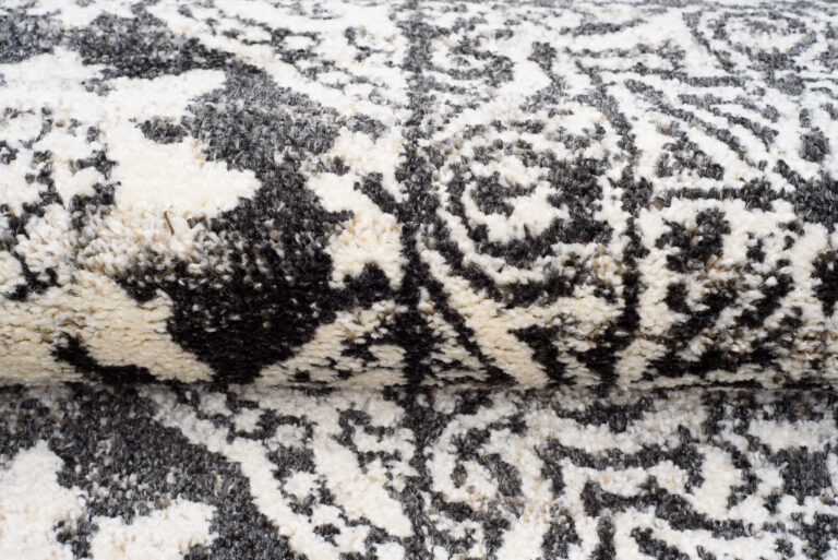 Tappeto Passatoia Ethno Grigio Scuro Crema Floreale