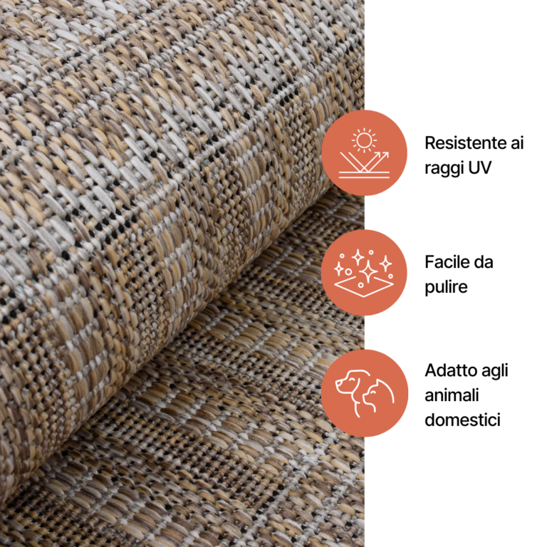 Tappeto Melissa Marrone Grigio Strisce Interno Esterno