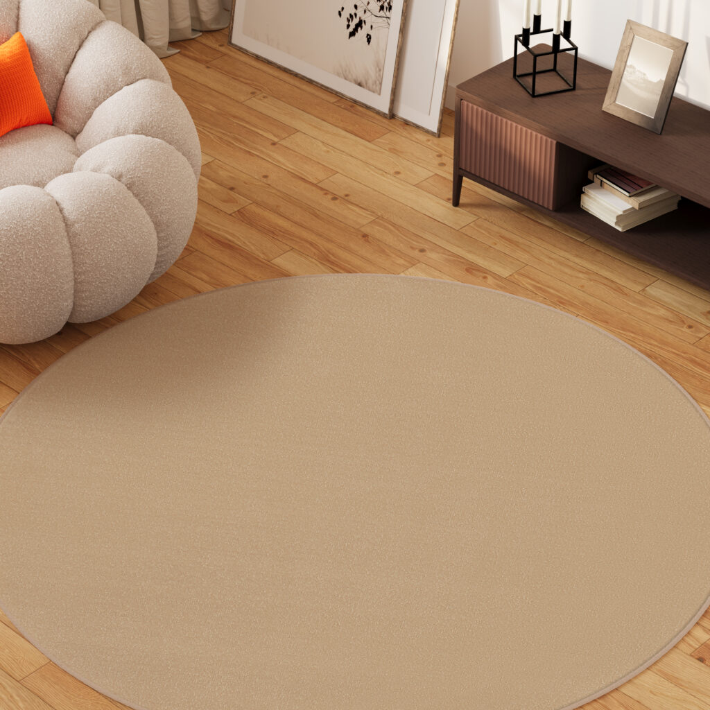Tappeto Mono Rotondo Interno Esterno Beige