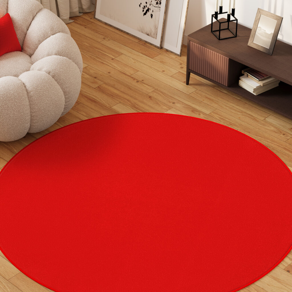 Tappeto Mono Rotondo Interno Esterno Rosso