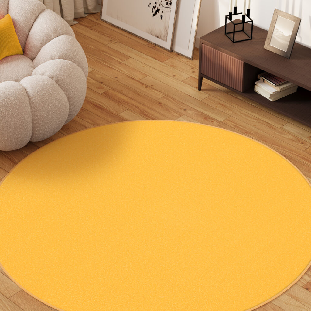 Tappeto Mono Rotondo Interno Esterno Giallo