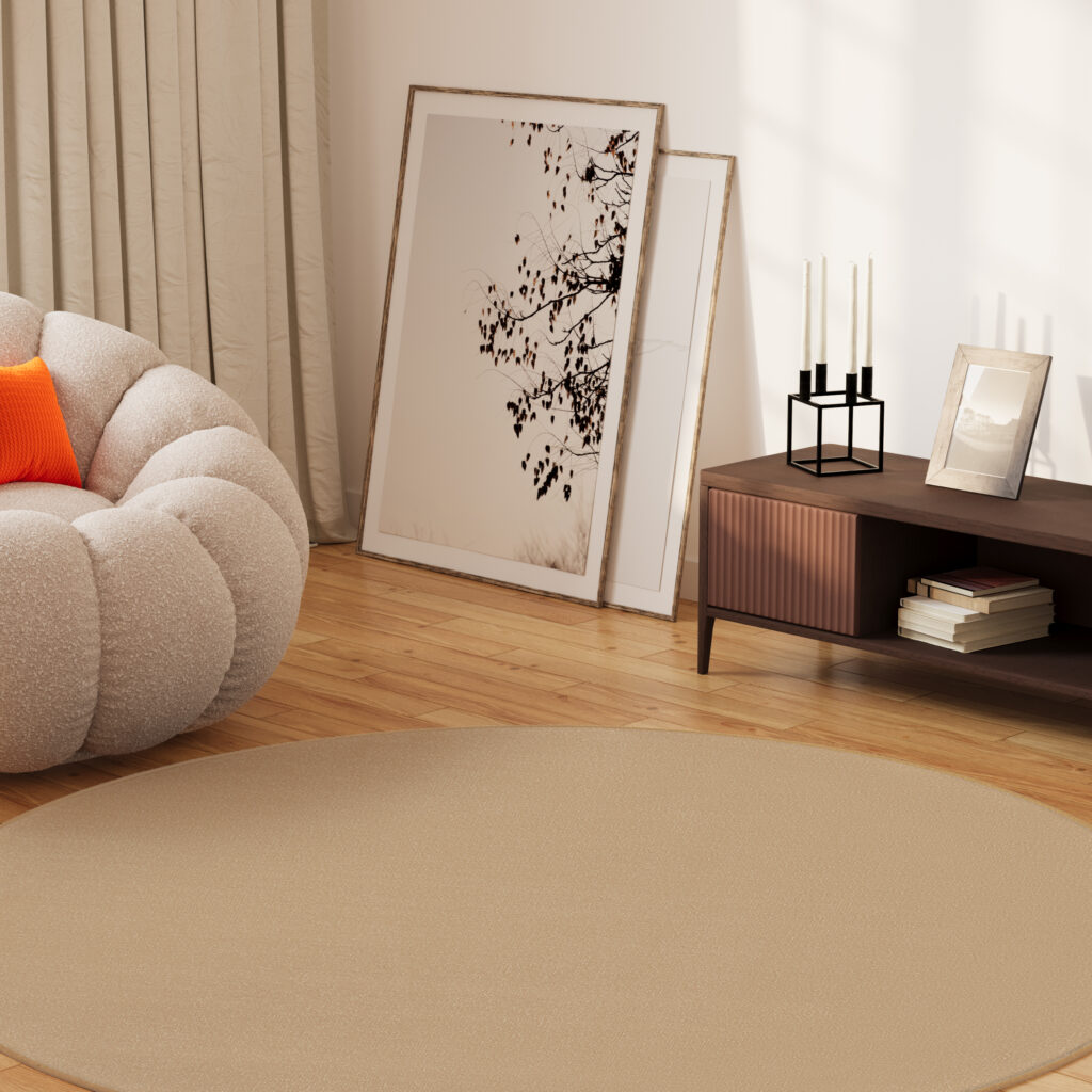 Tappeto Mono Rotondo Interno Esterno Beige