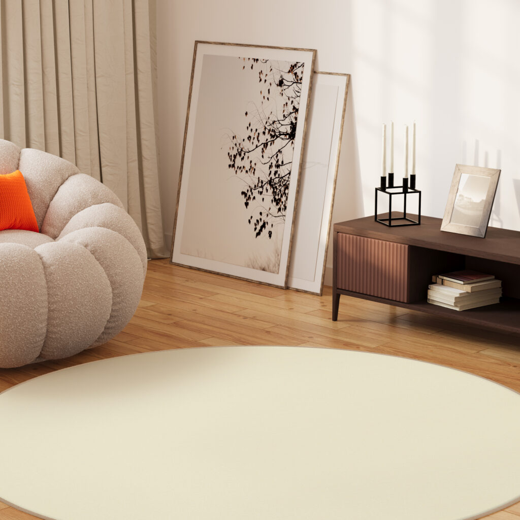Tappeto Mono Rotondo Interno Esterno Crema