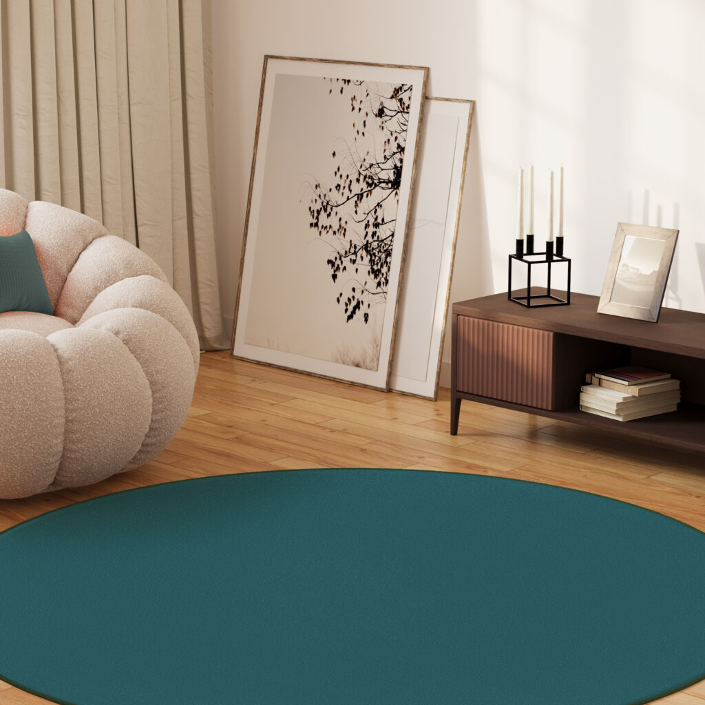 Tappeto Mono Rotondo Interno Esterno Blu