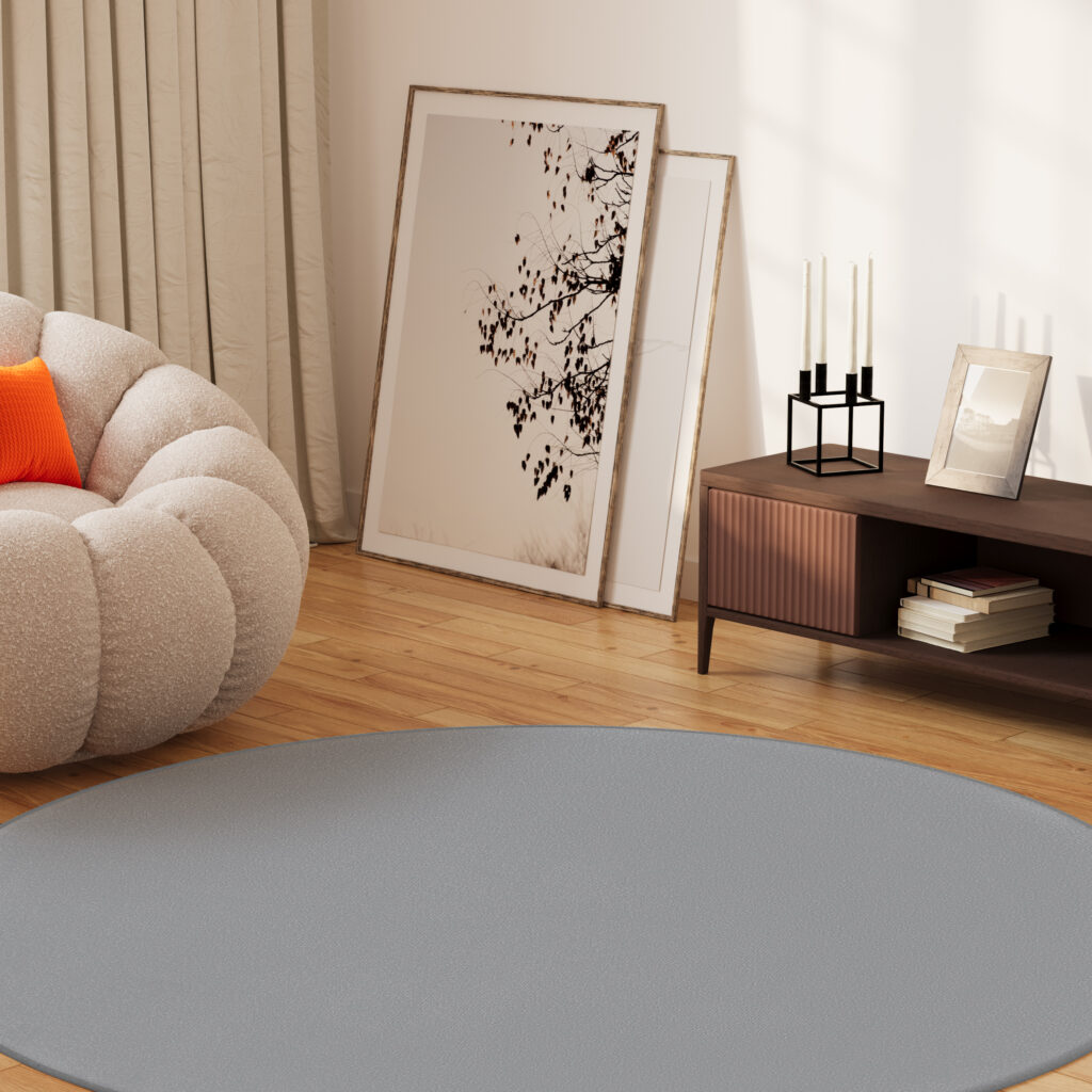 Tappeto Mono Rotondo Interno Esterno Grigio Scuro