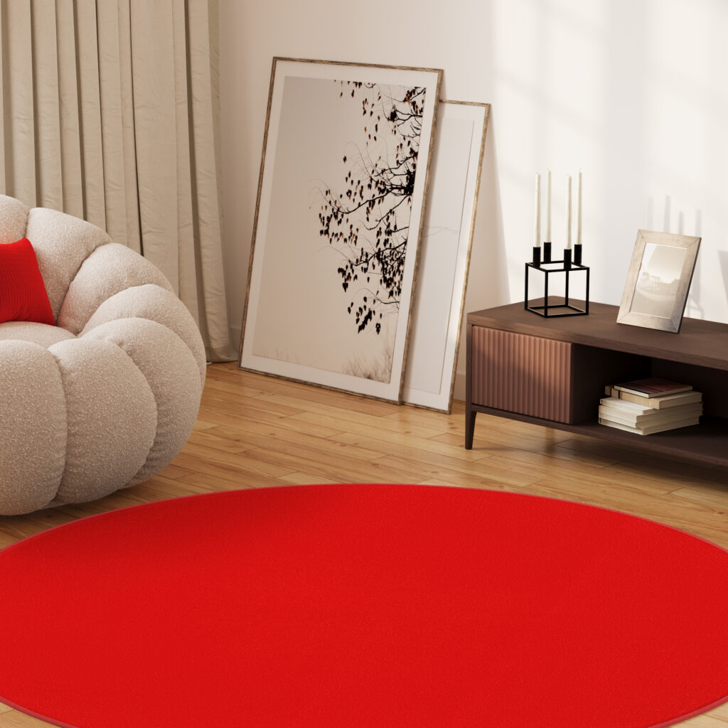Tappeto Mono Rotondo Interno Esterno Rosso