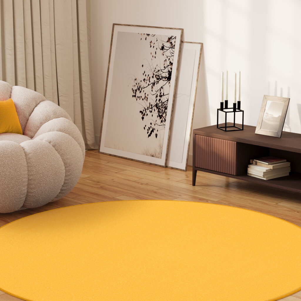 Tappeto Mono Rotondo Interno Esterno Giallo