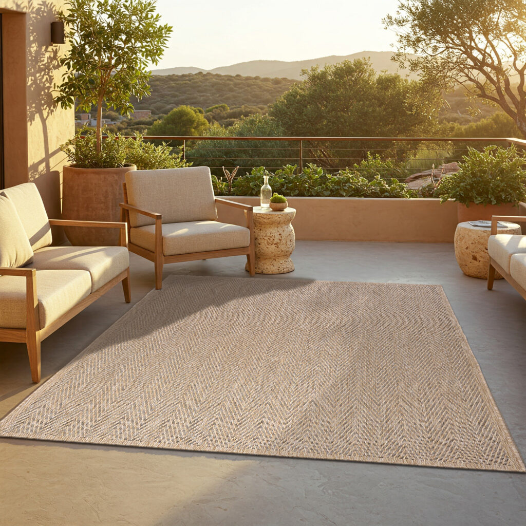 Tappeto da Esterno Yucana Beige a Righe