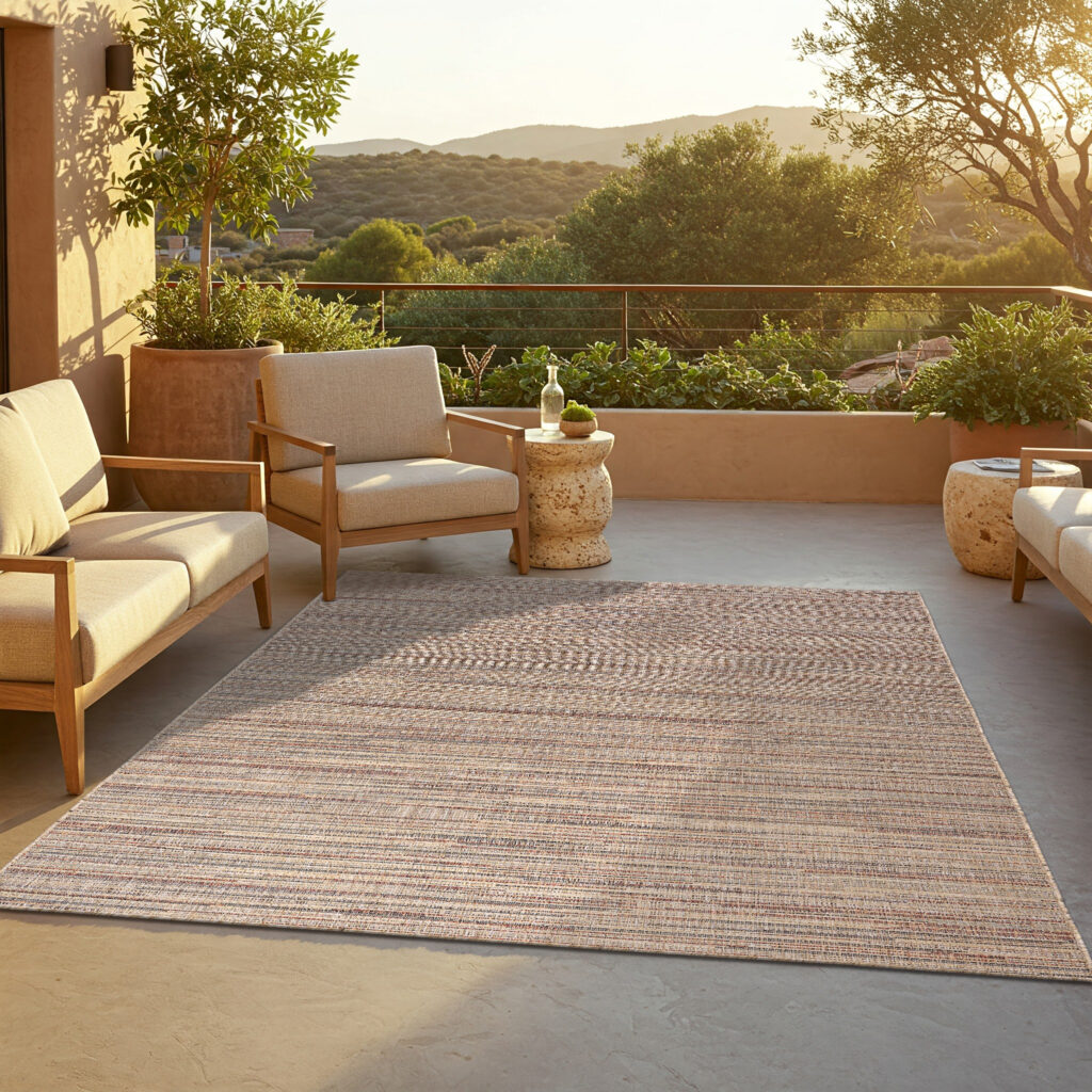 Tappeto da Esterno Yucana Beige Marrone a Righe