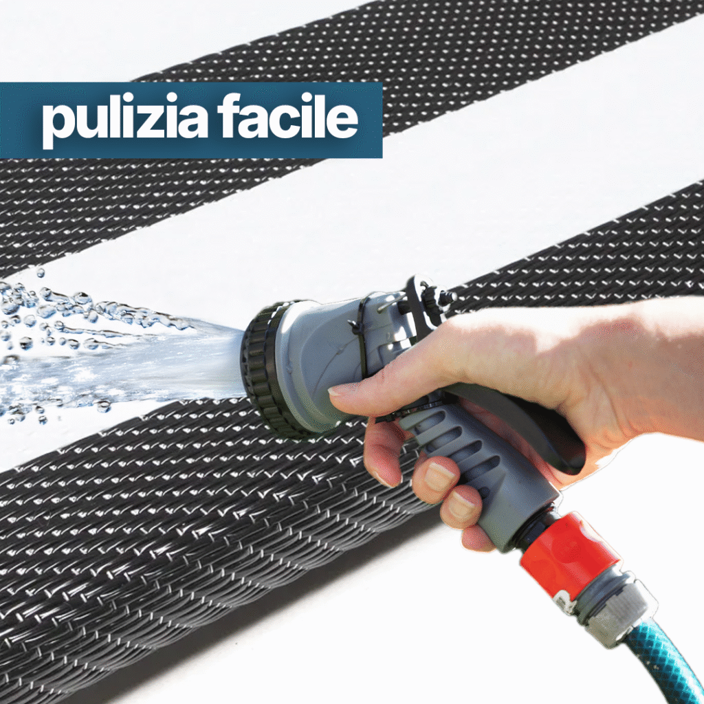 Tappeto Ibiza per Esterno Bifacciale Impermeabile Nero Bianco Righe