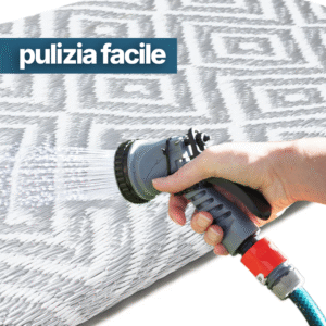 Tappeto Ibiza per Esterno Bifacciale Impermeabile Grigio Bianco Rombi