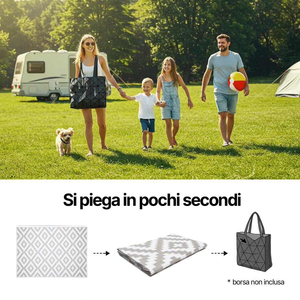 Tappeto Ibiza per Esterno Bifacciale Impermeabile Grigio Bianco