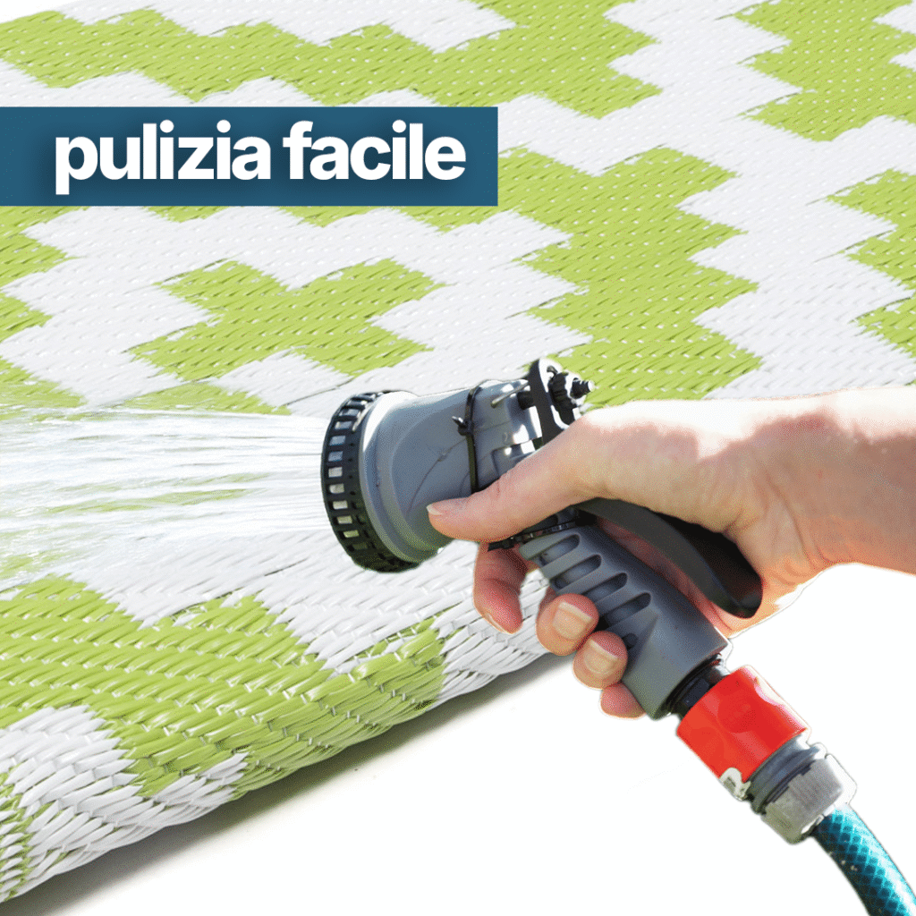 Tappeto Ibiza per Esterno Bifacciale Impermeabile Verde Bianco