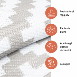 Tappeto Ibiza per Esterno Bifacciale Impermeabile Grigio Bianco Rombi