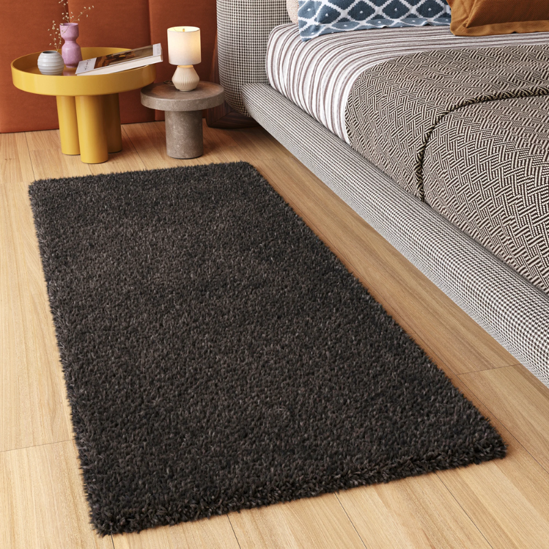 Tappeto Passatoia Essence Shaggy Monocolore Antracite