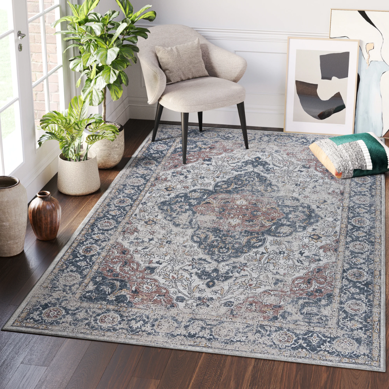 Tappeto Ritz Blu Crema Vintage Rosetta