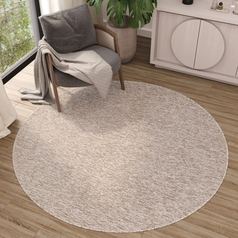Tappeto Nizza Rotondo Beige Chiaro Moderno Antiscivolo