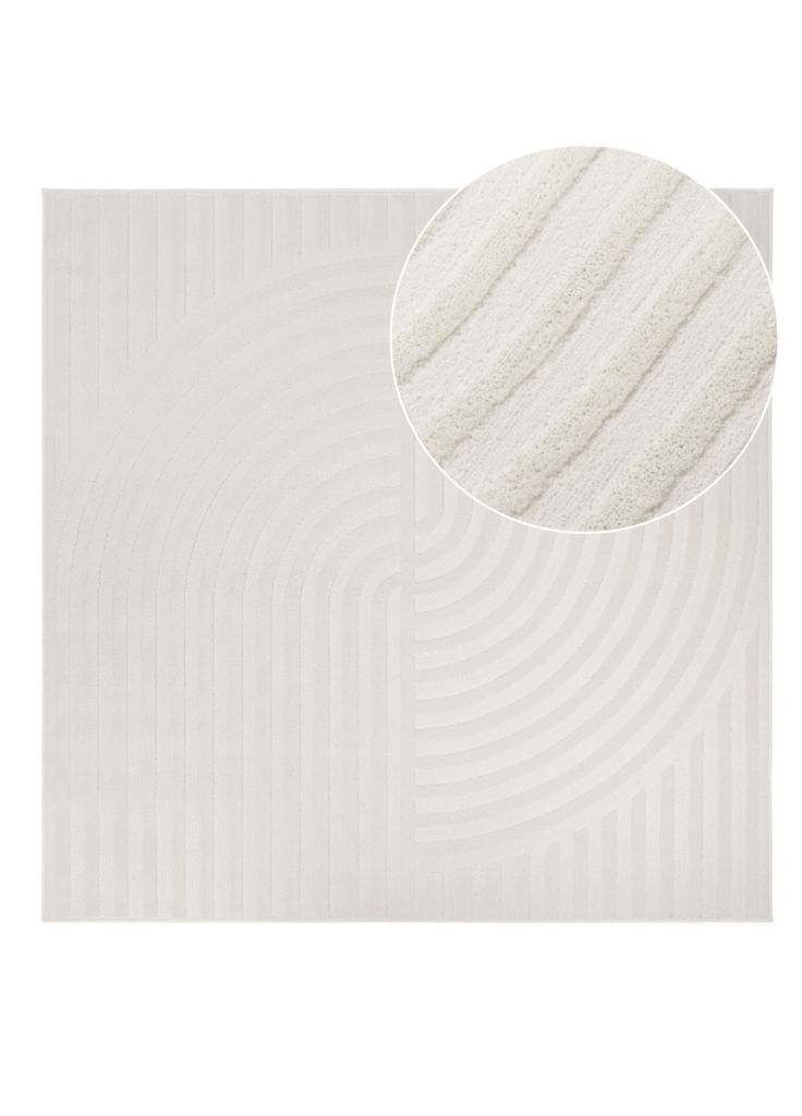 Tappeto Hygge Quadrato Bianco Sporco Linee