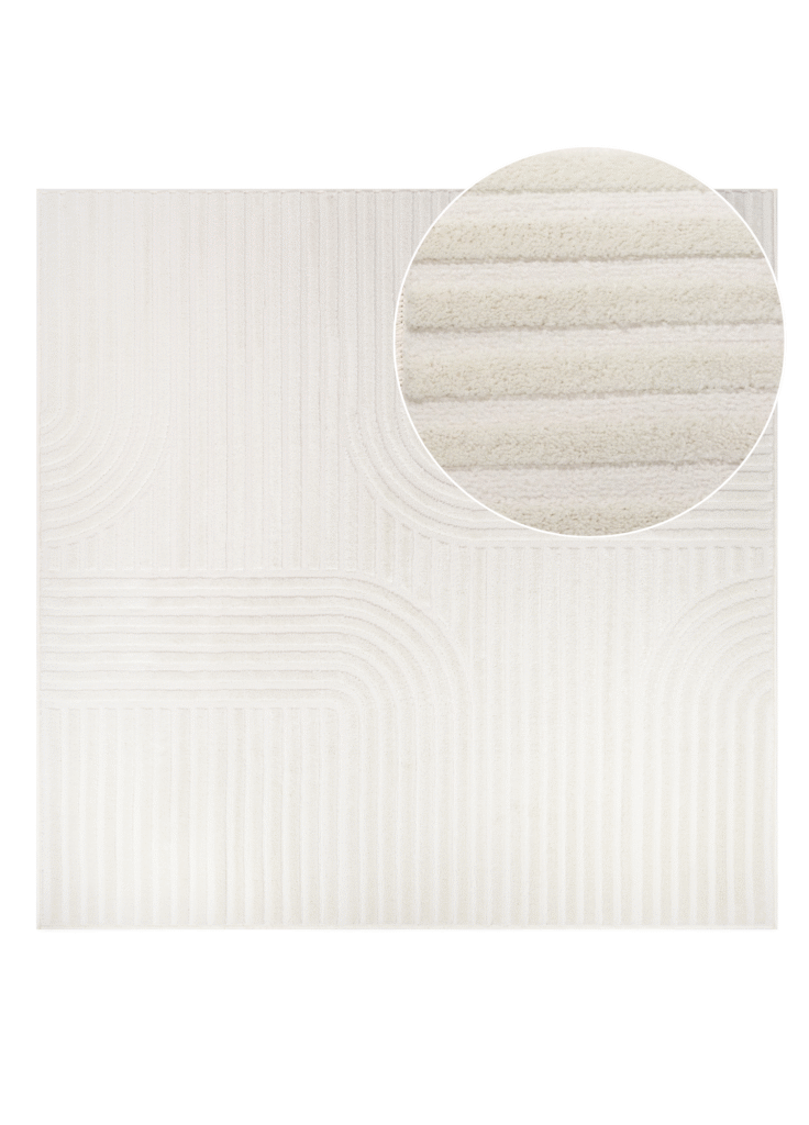 Tappeto Hygge Quadrato Bianco Sporco Strisce