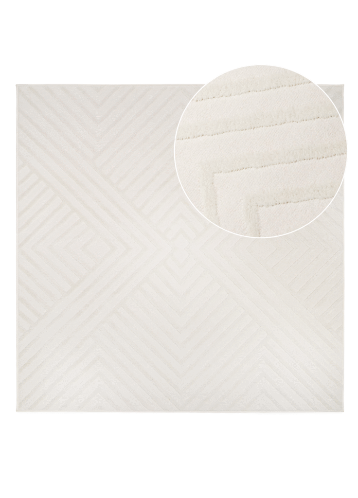 Tappeto Hygge Quadrato Bianco Sporco Rombi
