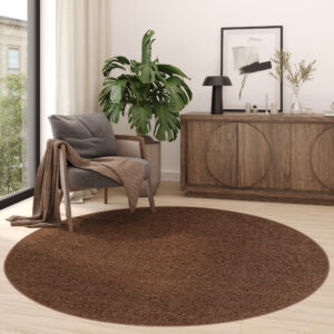 Tappeto Nizza Rotondo Marrone Moderno Antiscivolo