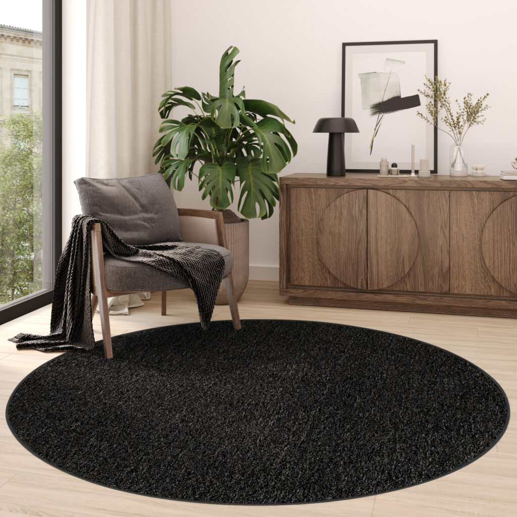 Tappeto Nizza Rotondo Antracite Moderno Antiscivolo