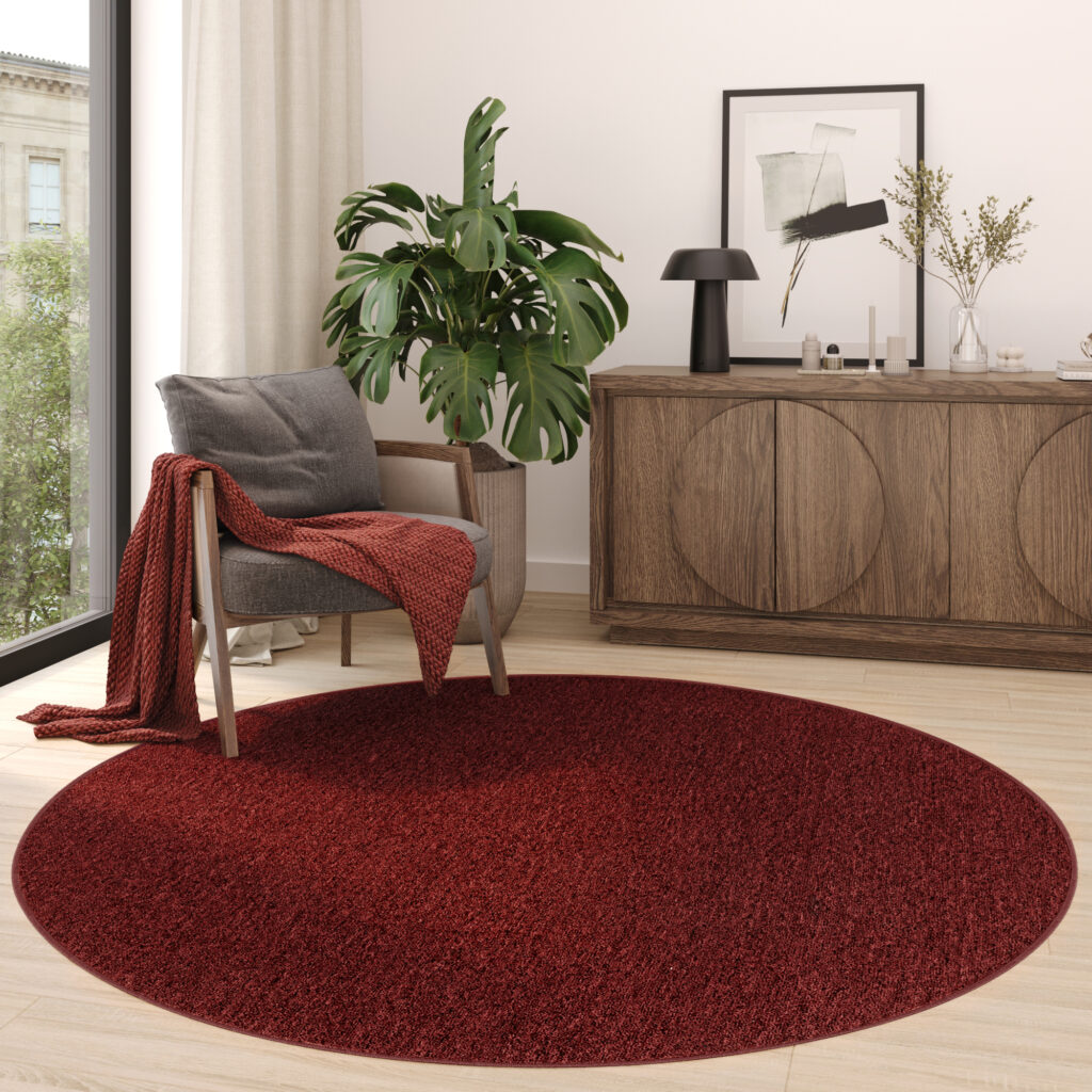Tappeto Nizza Rotondo Rosso Moderno Antiscivolo