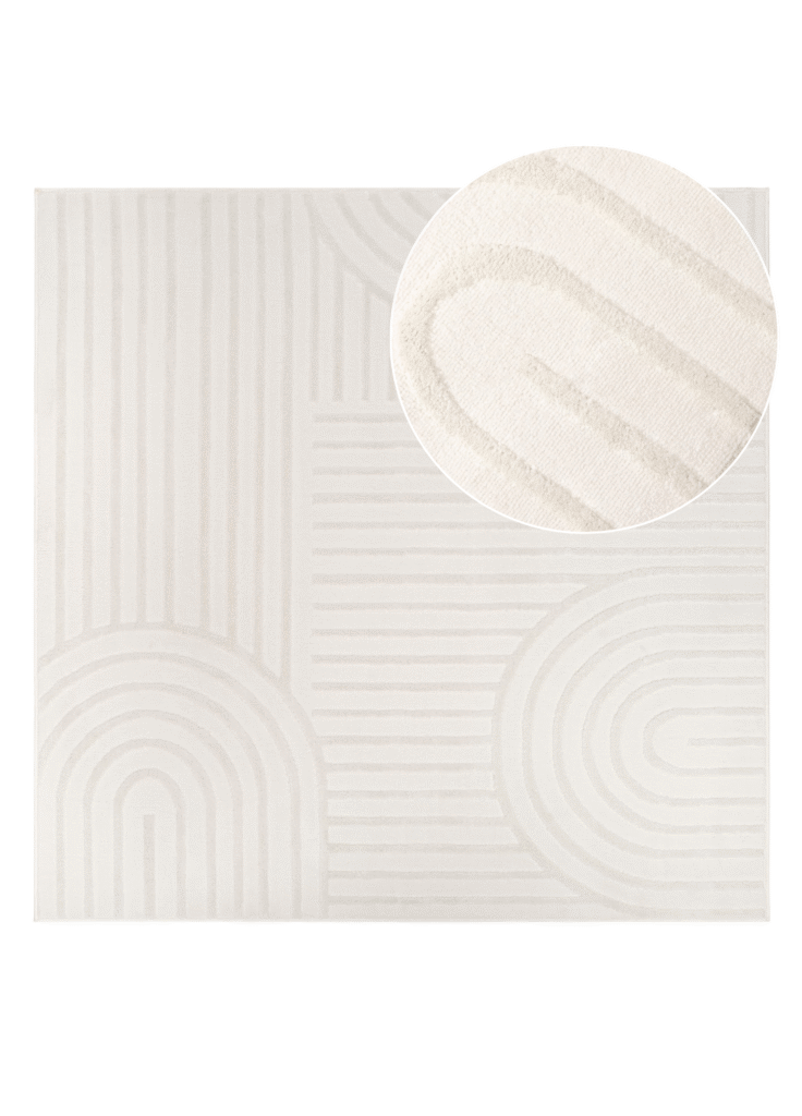 Tappeto Hygge Quadrato Bianco Sporco Geometrico